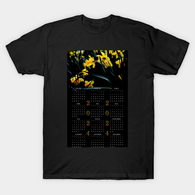 Daffodil Blooms • 2024 Year-at-a-glance Calendar T-Shirt by photoclique